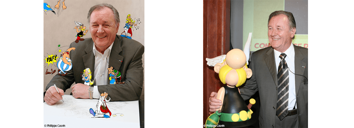 Albert Uderzo med figurerne fra Asterix