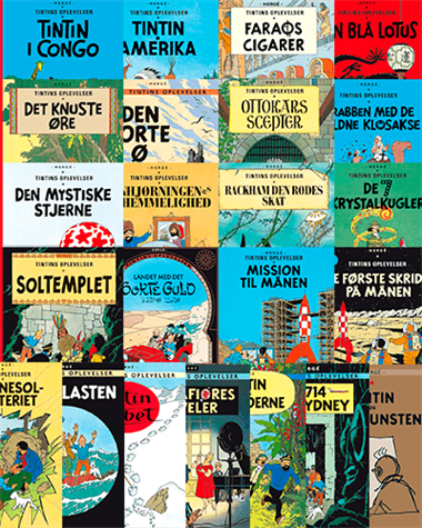 Alle 23 Tintin-farvealbum i softcover