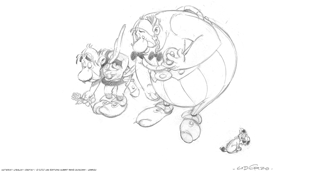 Asterix og Obelix tegning af Albert Uderzo 