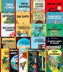 Tintin farvealbum i retroudgave komplet pakke